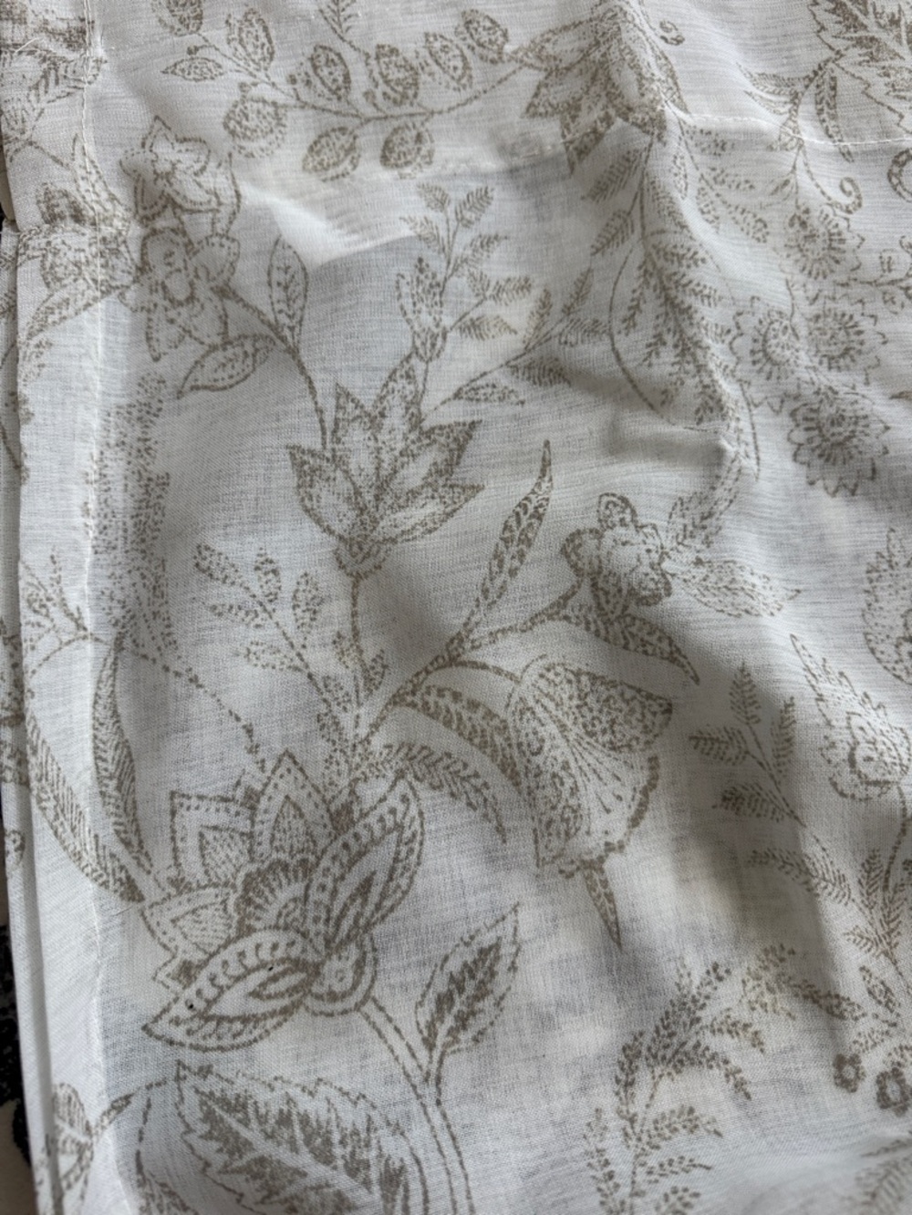 Neutral Floral Print Fabric curtain Set of 2